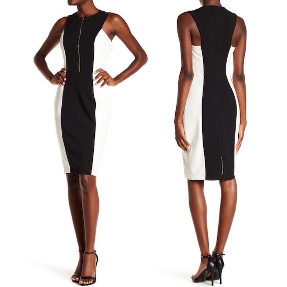 ALEXIA ADMOR White/Black Colorblock Dress